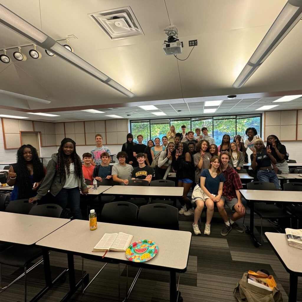 Students gathered for Bibles & Breakfast at Osseo High School in spring 2024