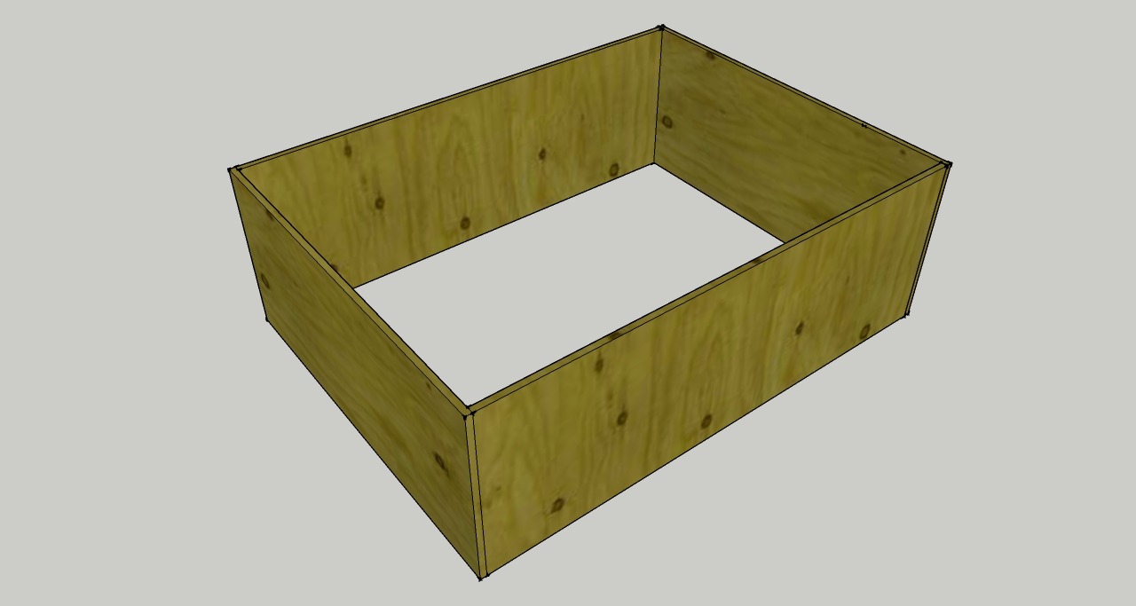 Step one: building the plywood frame of a portable church rolling storage cart
